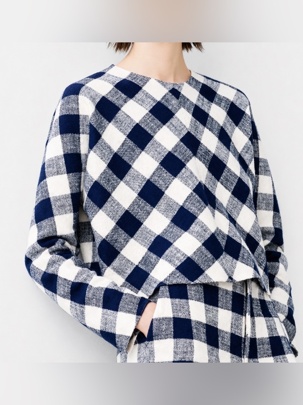 Zara navy gingham crop top, XS